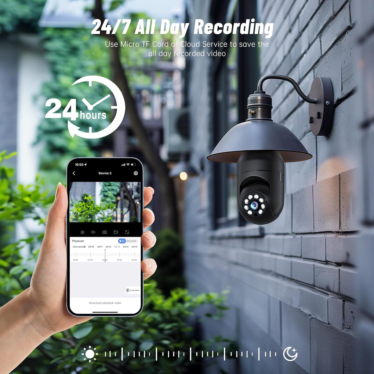 Light Bulb Security Camera 2.4GHz 5G WiFi Outdoor, 1080P E27 Light Socket Security Camera, Indoor 360 Home Security Cameras